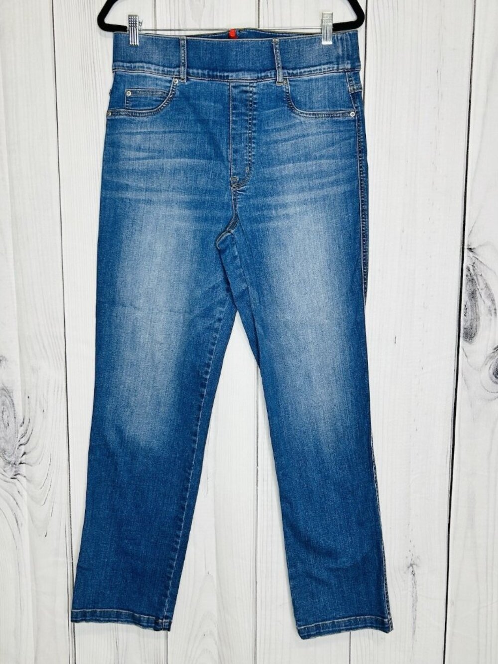 Spanx Straight Leg Pull-On Stretch Jeans Women's Sz 1X Tall 20356T Faux Pockets